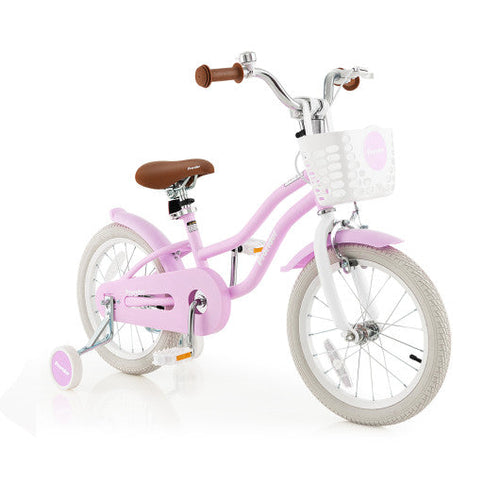 Load image into Gallery viewer, 16 Inch Kids Bike with Front Handbrake and 2 Training Wheels-Purple
