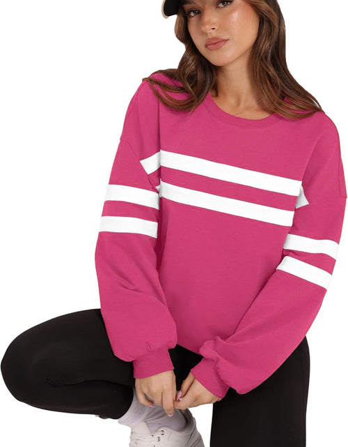 Load image into Gallery viewer, Lovelet Striped Round Neck Dropped Shoulder Sweatshirt
