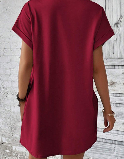 Load image into Gallery viewer, Pocketed Round Neck Short Sleeve Dress
