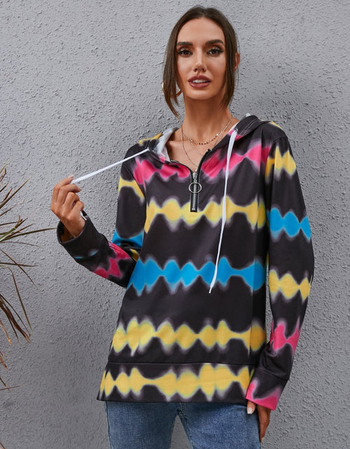 Load image into Gallery viewer, Contrast Quarter Zip Dropped Shoulder Hoodie
