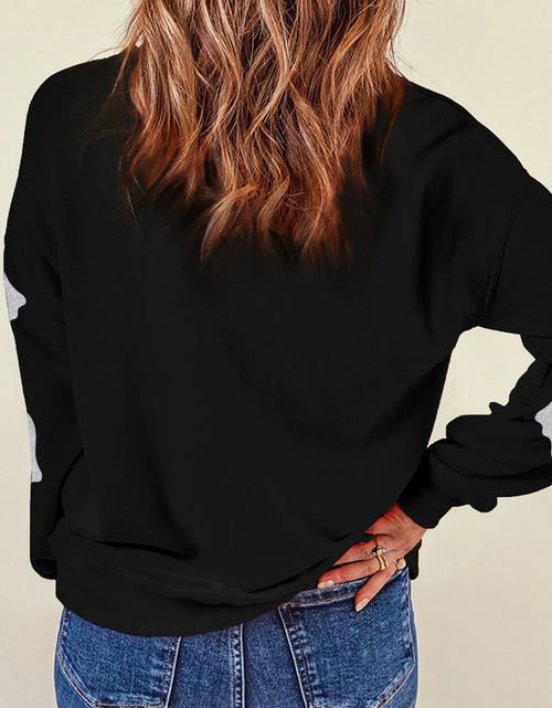 Load image into Gallery viewer, Glitter Round Neck Long Sleeve Sweatshirt
