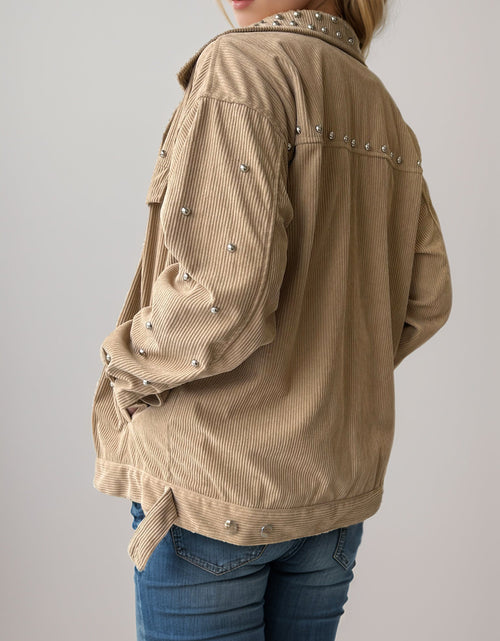 Load image into Gallery viewer, Studded Collared Neck Button Up Jacket
