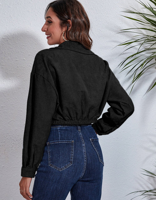 Load image into Gallery viewer, Collared Neck Dropped Shoulder Buttoned Jacket
