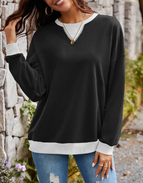 Load image into Gallery viewer, Lovelet Contrast Round Neck Long Sleeve Sweatshirt
