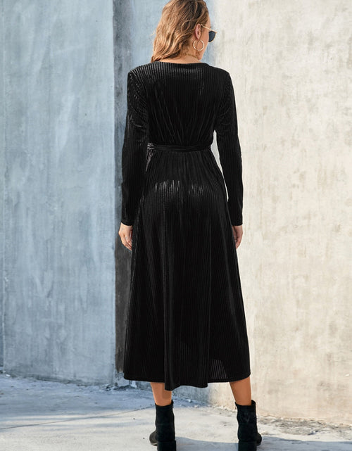 Load image into Gallery viewer, Tie Front Long Sleeve Slit Dress
