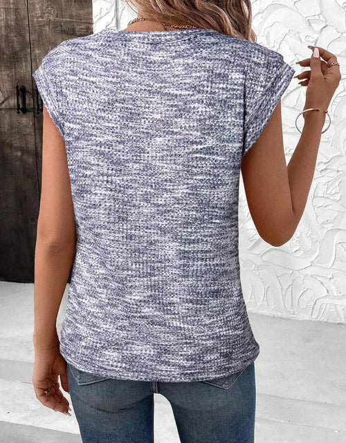 Load image into Gallery viewer, Heathered Round Neck Cap Sleeve T-Shirt
