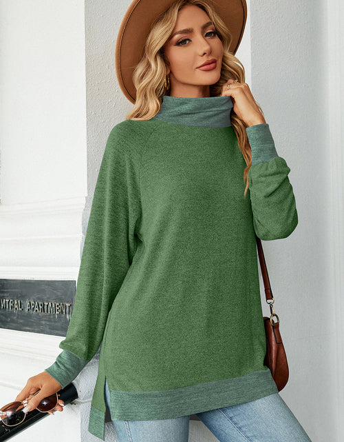 Load image into Gallery viewer, Slit Mock Neck Long Sleeve T-Shirt
