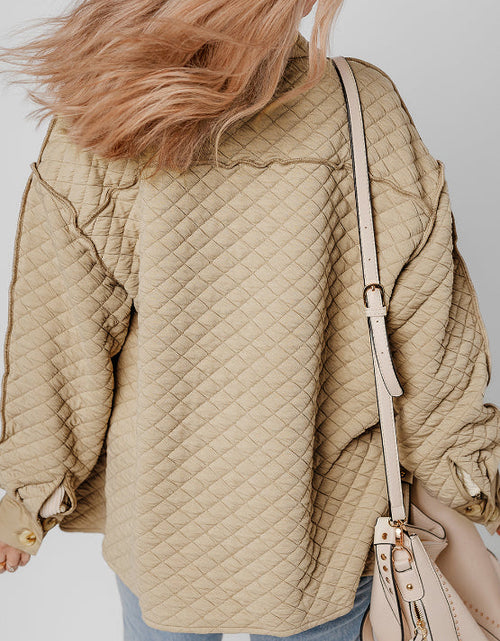 Load image into Gallery viewer, Exposed Seam Collared Neck Button Up Shacket
