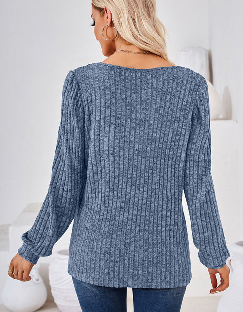 Load image into Gallery viewer, Ribbed Square Neck Long Sleeve T-Shirt
