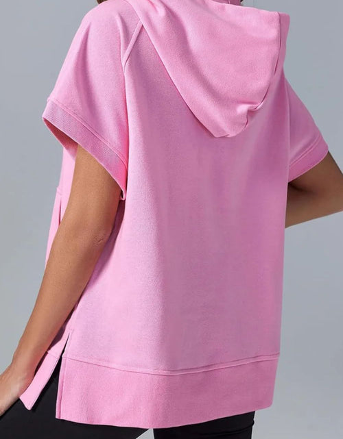 Load image into Gallery viewer, Half Zip Short Sleeve Hoodie
