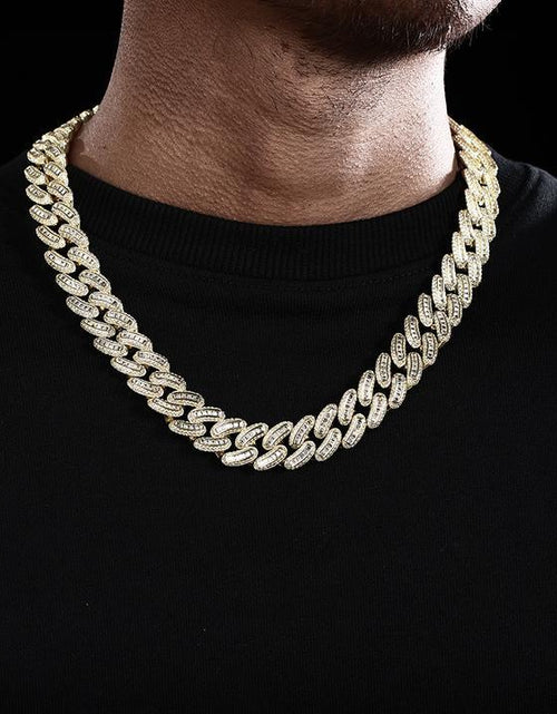 Load image into Gallery viewer, 16mm Iced Out Baguette Cut Cuban Choker Chain in 14K Gold by Bling Proud | Urban Jewelry Online Store
