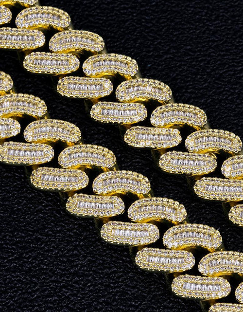 Load image into Gallery viewer, 16mm Iced Out Baguette Cut Cuban Choker Chain in 14K Gold by Bling Proud | Urban Jewelry Online Store
