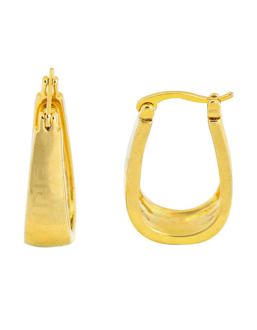 Load image into Gallery viewer, 14K Gold Solid Flat Greek Hoop Earrings
