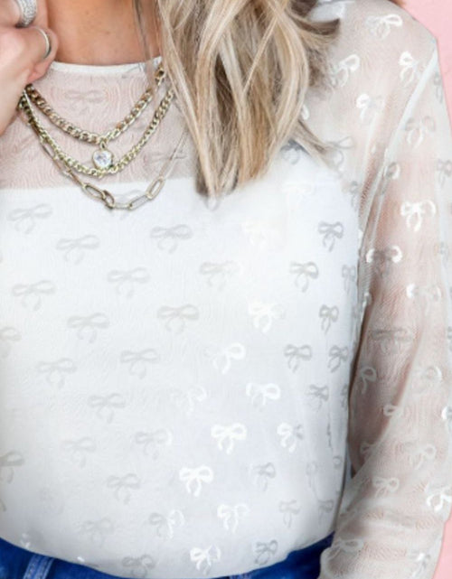 Load image into Gallery viewer, Bow Round Neck Long Sleeve Top
