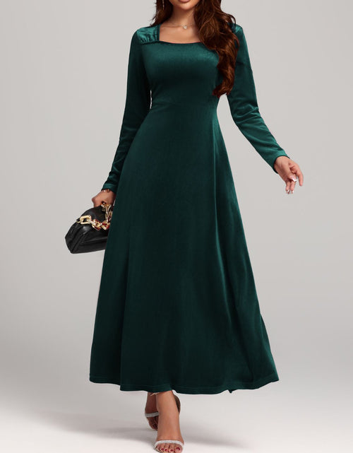 Load image into Gallery viewer, Square Neck Long Sleeve Velvet Dress
