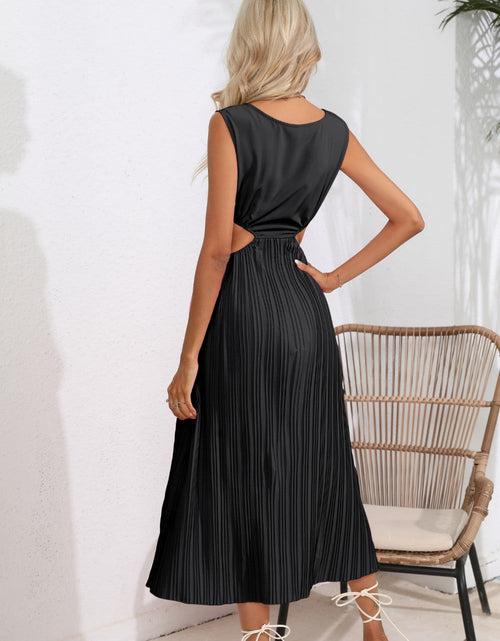 Load image into Gallery viewer, Cutout Ruched Round Neck Tank Dress
