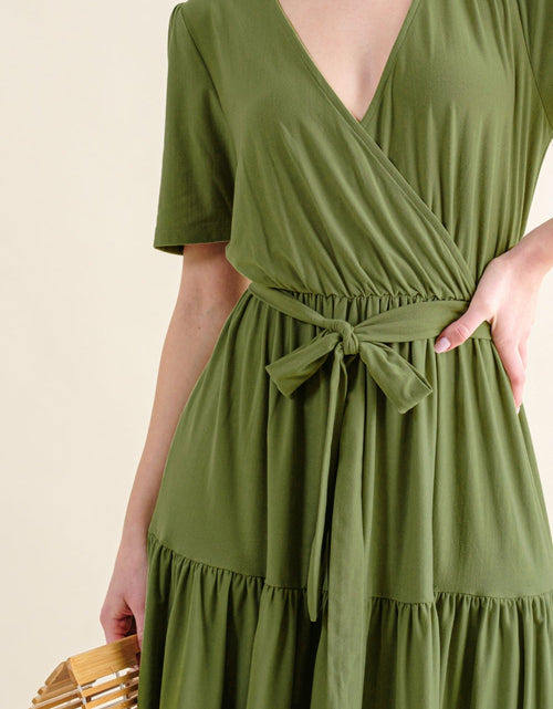 Load image into Gallery viewer, And The Why Soft Short Sleeve Tiered Midi Dress

