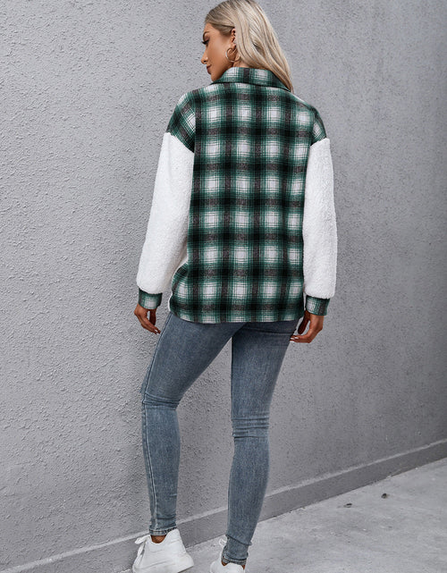 Load image into Gallery viewer, Ivy Lane Plaid Collared Neck Button Down Jacket
