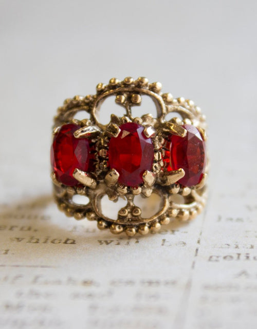 Load image into Gallery viewer, Vintage Ring Austrian Crystal Cocktail Ring Antique 18k Gold Womans Jewelry by PVD Vintage Jewelry
