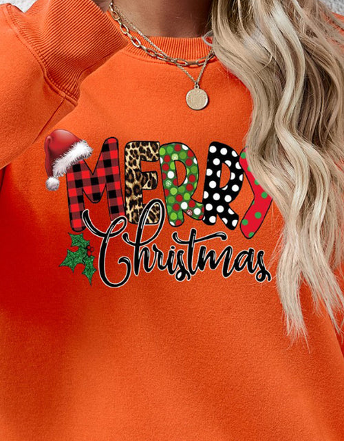 Load image into Gallery viewer, MERRY CHRISTMAS Round Neck Dropped Shoulder Sweatshirt

