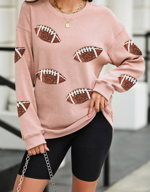 Load image into Gallery viewer, Sequin Football Patch Corduroy Sweatshirt
