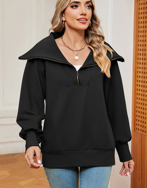 Load image into Gallery viewer, Half Zip Lantern Sleeve Sweatshirt
