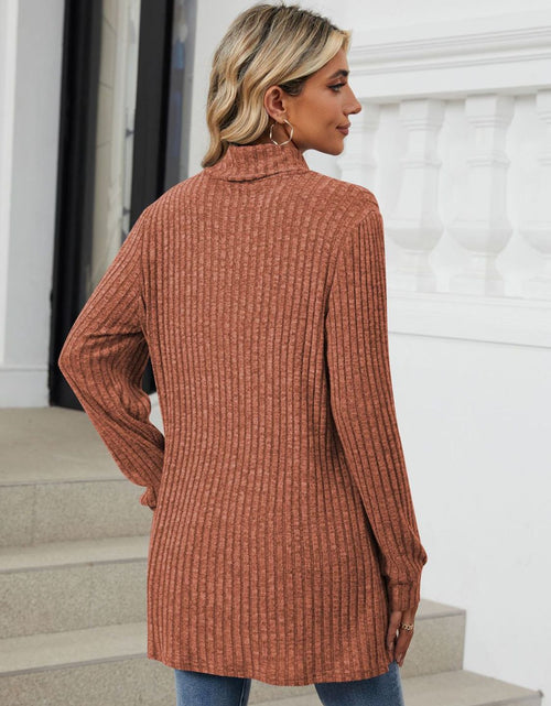 Load image into Gallery viewer, Ribbed Mock Neck Long Sleeve T-Shirt
