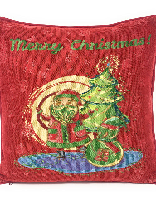 Load image into Gallery viewer, DaDa Bedding Set of 4 Pieces - Magical Santa Snowman Gingerbread Christmas Holiday Tapestry Throw Pillow Covers Bundle Pack - 16" x 16" by DaDa Bedding Collection
