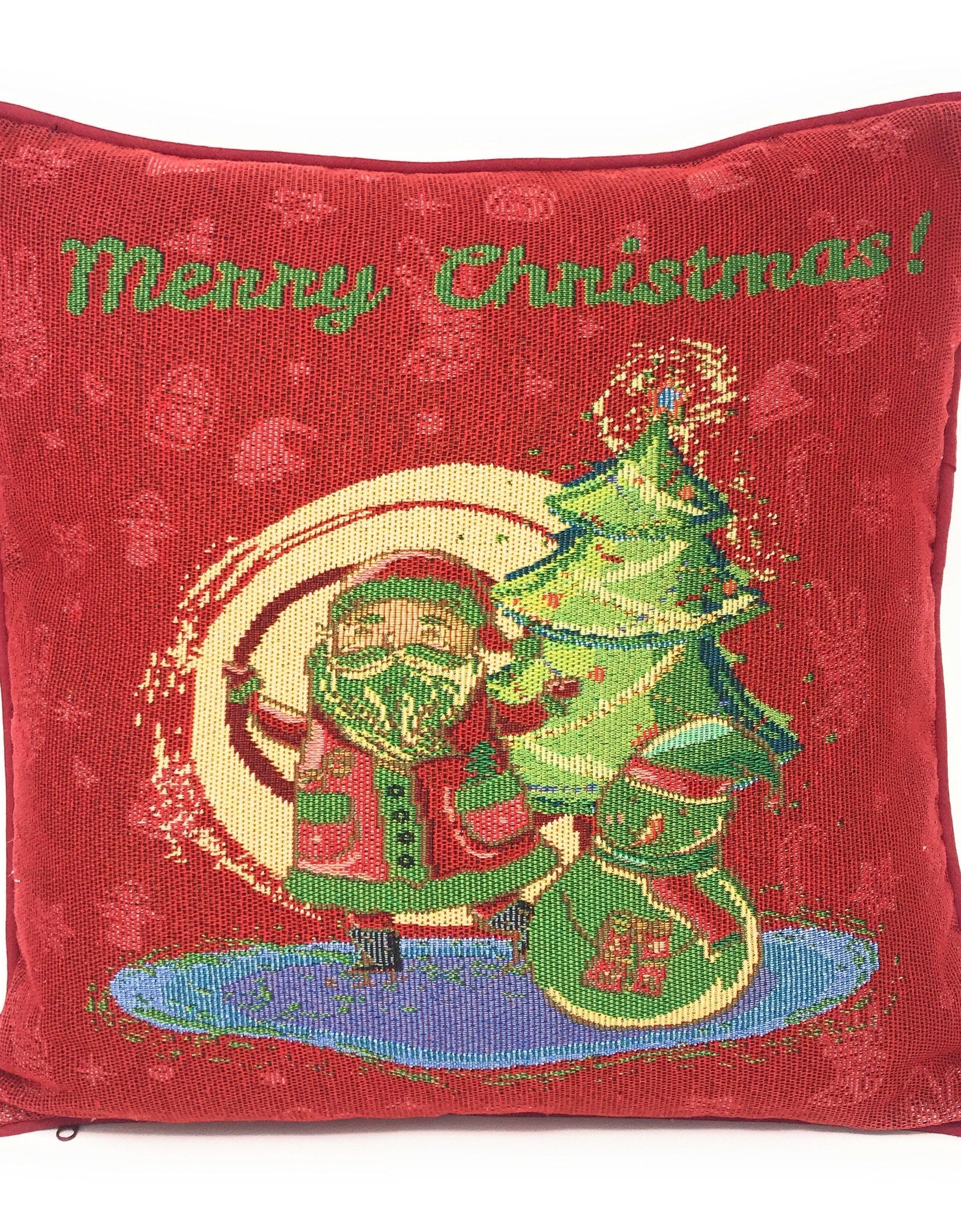 DaDa Bedding Set of 4 Pieces - Magical Santa Snowman Gingerbread Christmas Holiday Tapestry Throw Pillow Covers Bundle Pack - 16" x 16" by DaDa Bedding Collection
