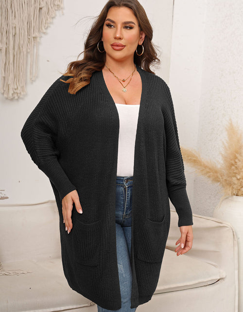 Load image into Gallery viewer, Plus Size Open Front Cardigan With Pockets
