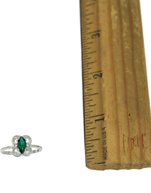 Load image into Gallery viewer, Vintage Jewelry Marquise Cut Jet Black Crystal Cocktail Ring in 18k White Gold Electroplate by PVD Vintage Jewelry

