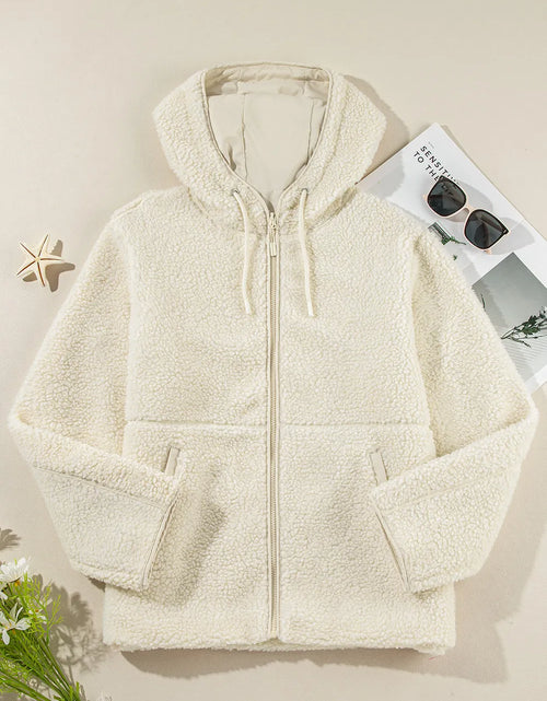 Load image into Gallery viewer, Drawstring Zip Up Long Sleeve Hooded Jacket
