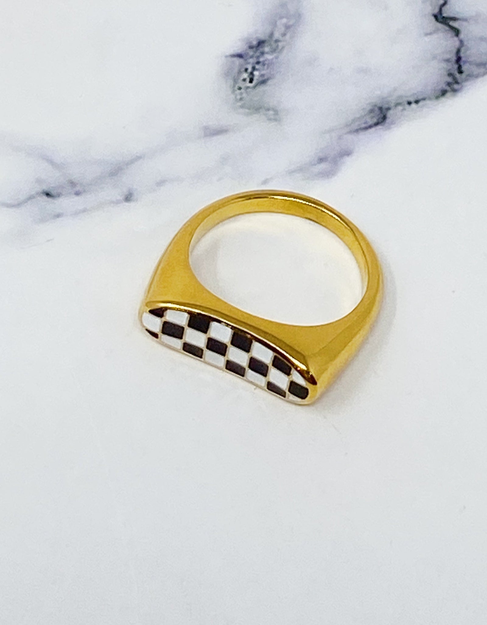 Checkered Oblong Ring by Ellisonyoung.com