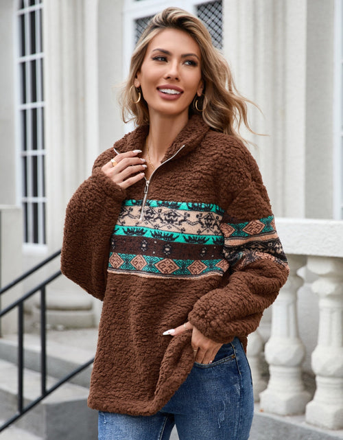 Load image into Gallery viewer, Half Zip Long Sleeve Fuzzy Top
