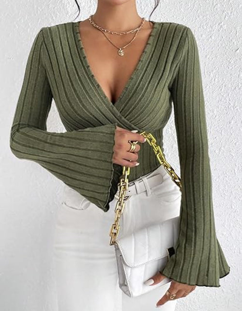 Load image into Gallery viewer, Ribbed Flare Sleeve Top
