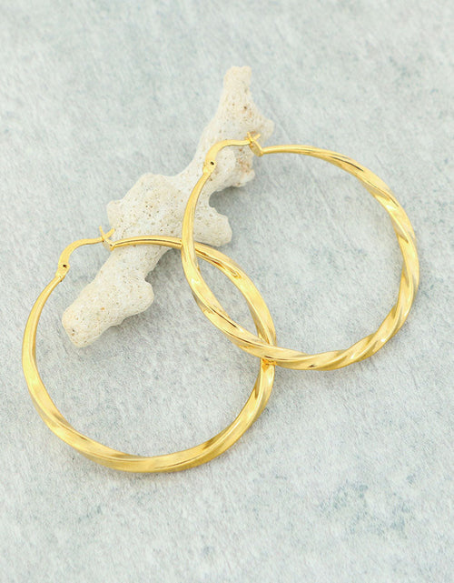 Load image into Gallery viewer, 14K Gold Large Twist Hoop Earrings 60mm
