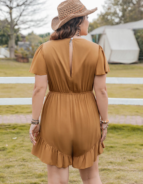 Load image into Gallery viewer, Plus Size Ruffled V-Neck Short Sleeve Romper
