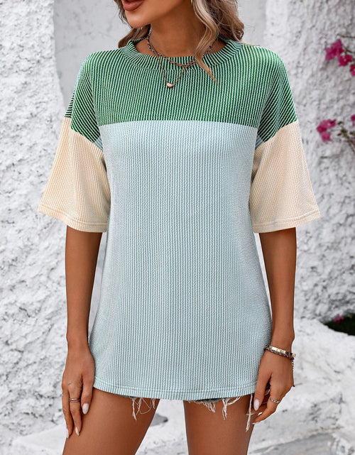 Load image into Gallery viewer, Mandy Color Block Round Neck Half Sleeve T-Shirt
