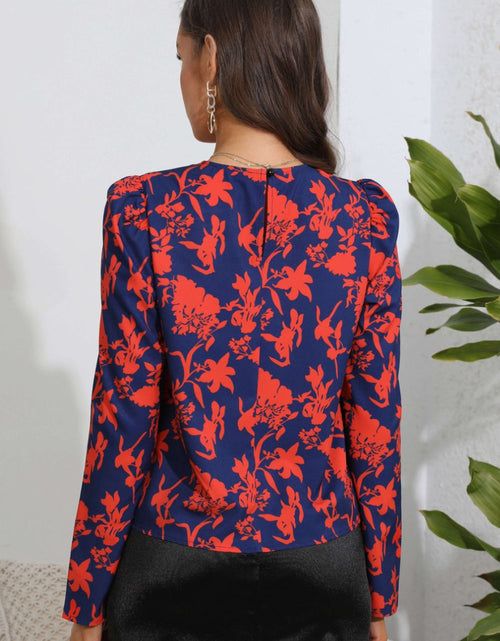 Load image into Gallery viewer, Floral Long Puff Sleeve Blouse
