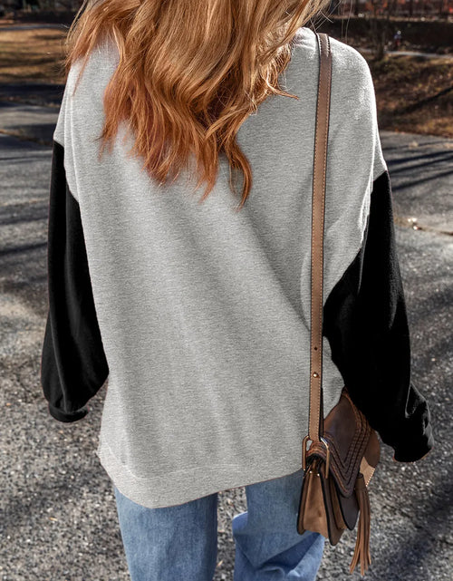 Load image into Gallery viewer, Contrast Round Neck Long Sleeve Sweatshirt
