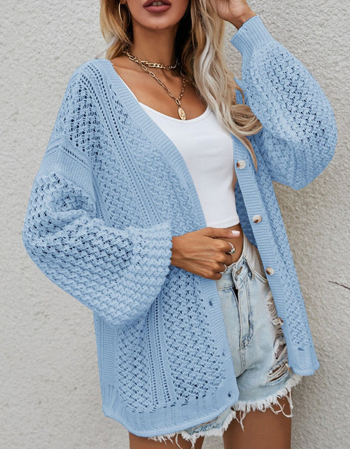 Load image into Gallery viewer, Openwork Button Front Cardigan
