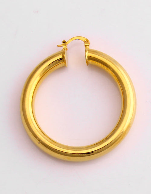 Load image into Gallery viewer, 14K Gold Solid Tube Hoop Earring
