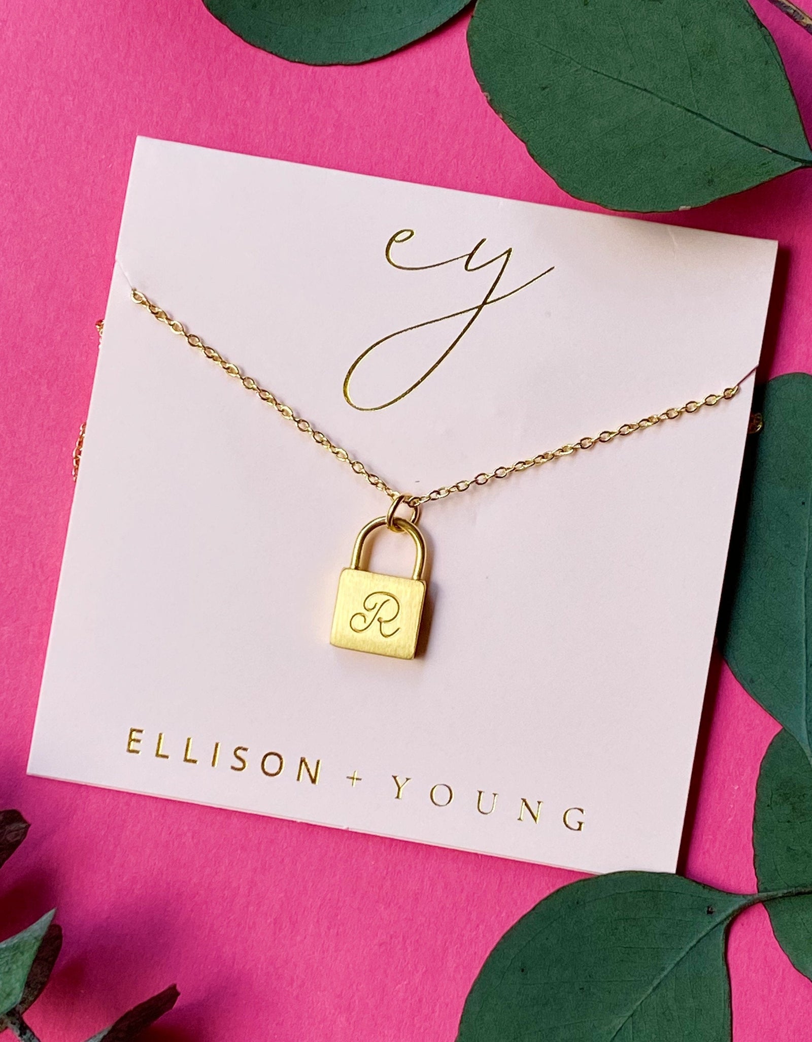 Scripted Notes Locket Initial Necklace by Ellisonyoung.com
