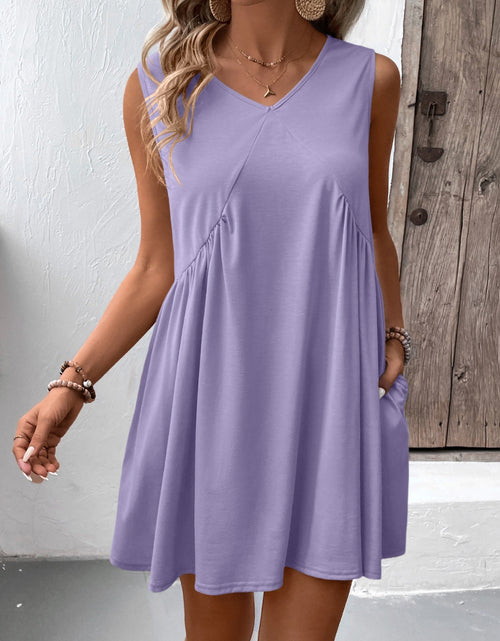 Load image into Gallery viewer, Ivy Lane Ruched V-Neck Sleeveless Mini Dress

