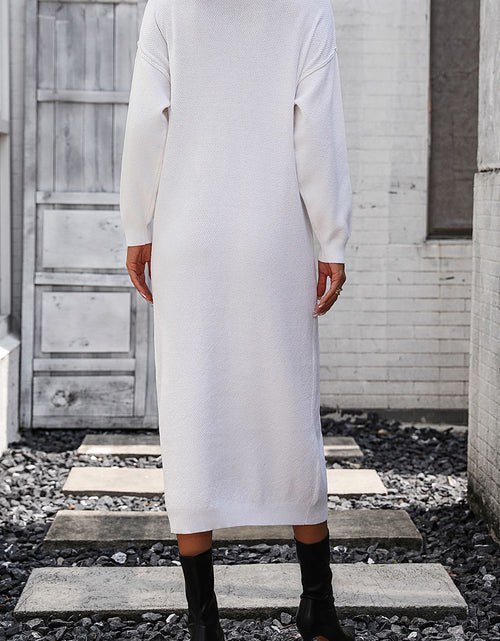 Load image into Gallery viewer, Notched Neck Dropped Shoulder Button-Down Midi Dress
