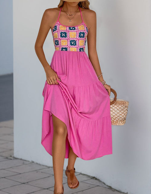 Load image into Gallery viewer, Perfee Printed Halter Neck Tiered Midi Dress
