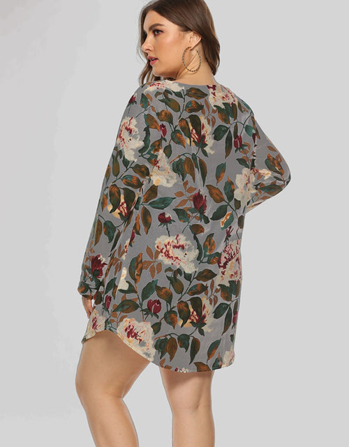 Load image into Gallery viewer, Full Size Floral Long Sleeve Mini Dress
