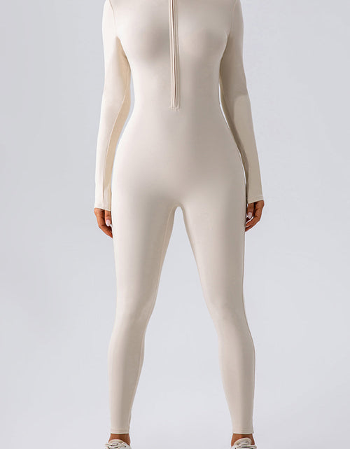 Load image into Gallery viewer, Half Zip Mock Neck Active Jumpsuit
