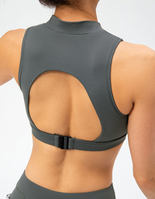 Load image into Gallery viewer, Full Size Cropped Cutout Back Zipper Front Active Tank Top
