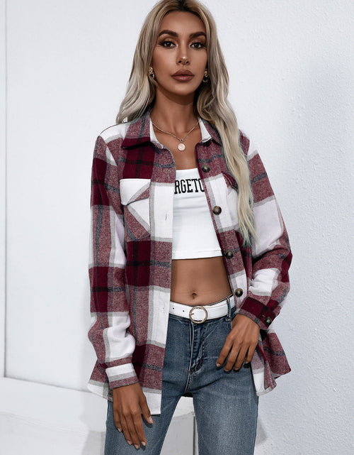 Load image into Gallery viewer, Ivy Lane Plaid Button Up Flannel Shirt
